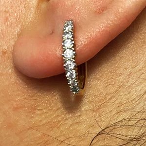 14K Gold & Diamond Hoop Earrings